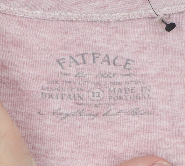 FatFace Women's Pink 3/4 Sleeve Cotton Jersey T-Shirt Size 12