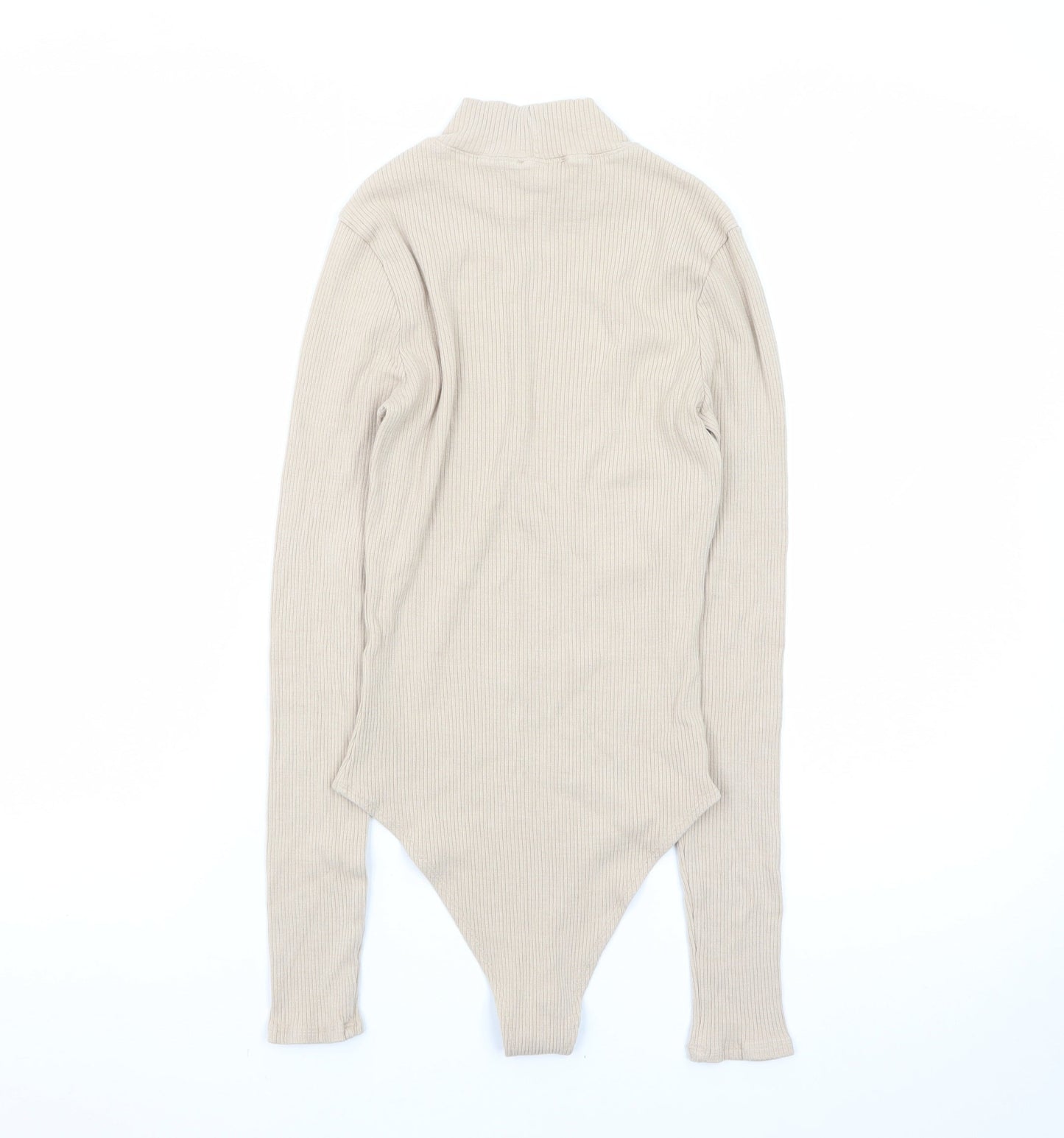 Forever 21 Women's Beige Mock Neck Long Sleeve Bodysuit Size S