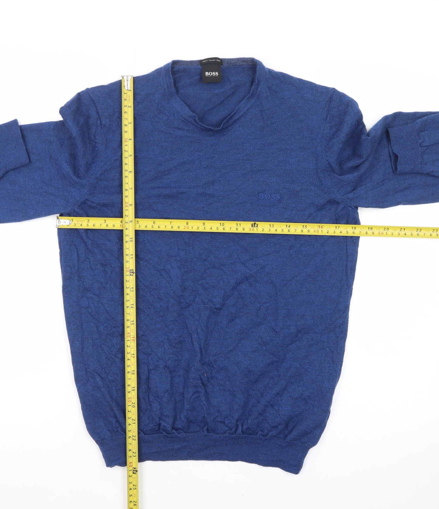 Hugo Boss Men's Blue Wool Crew Neck Pullover Jumper L