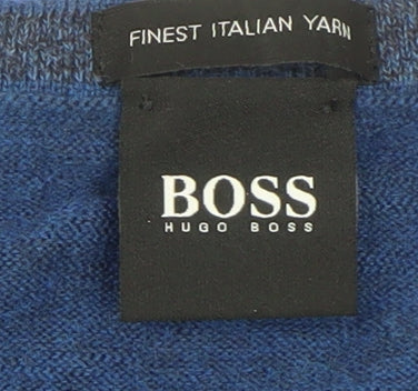 Hugo Boss Men's Blue Wool Crew Neck Pullover Jumper L