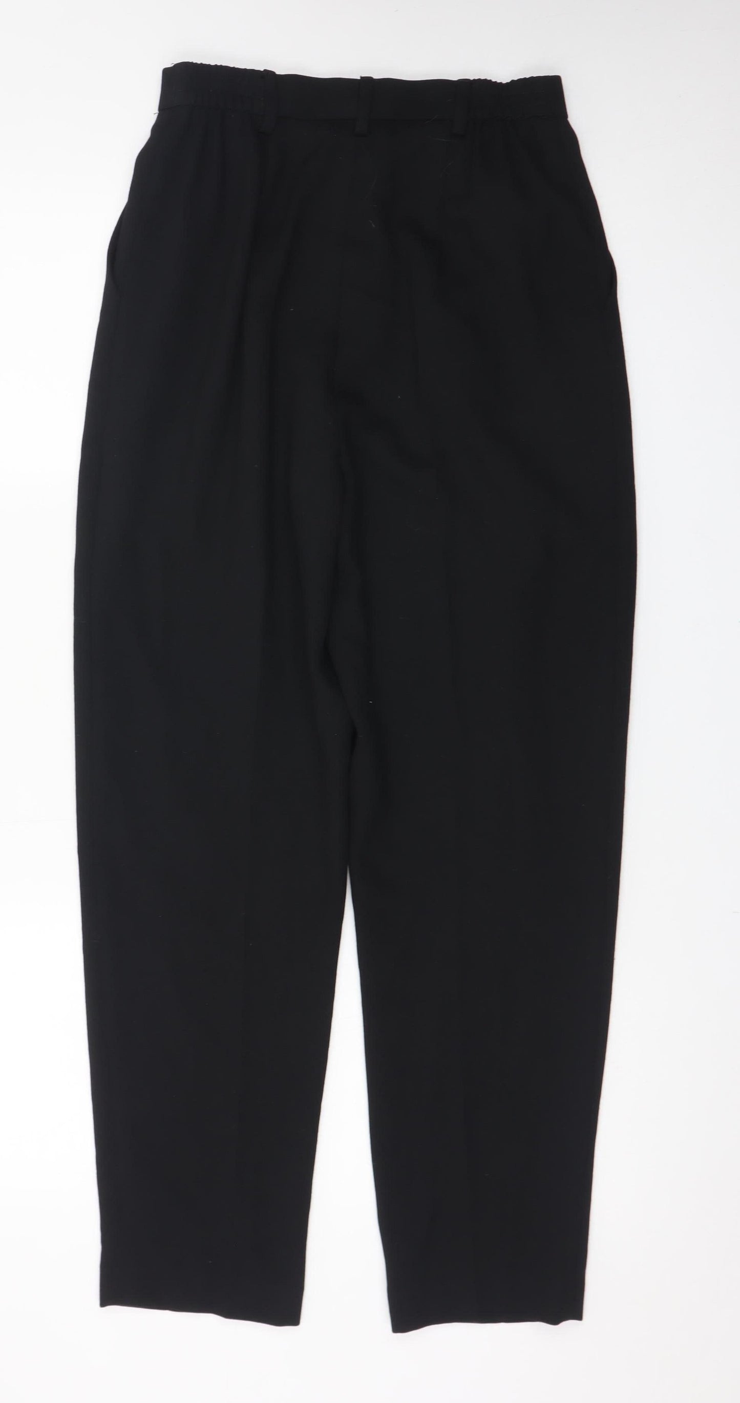 Viyella Petite Womens Black Wool Blend Pleated Tapered Trousers UK 8