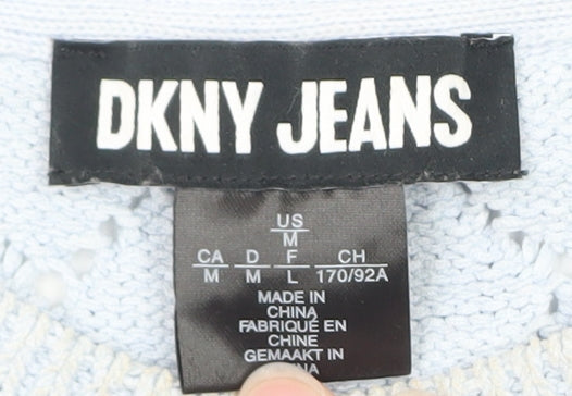 DKNY Jeans Women's Blue Argyle Knit Jumper Size 14 Crew Neck