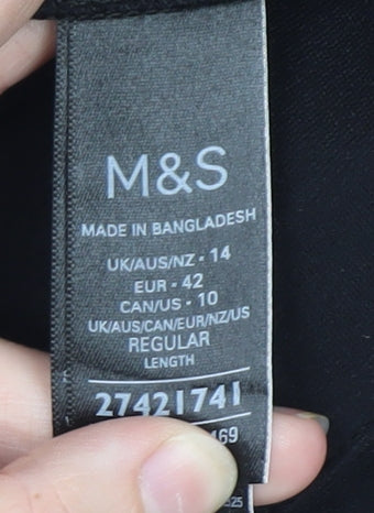 Marks and Spencer Womens Black Regular Straight Trousers Size 14