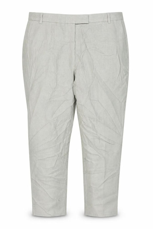 Marks and Spencer Women Green Linen Blend Pleated Trousers Size 20 Short