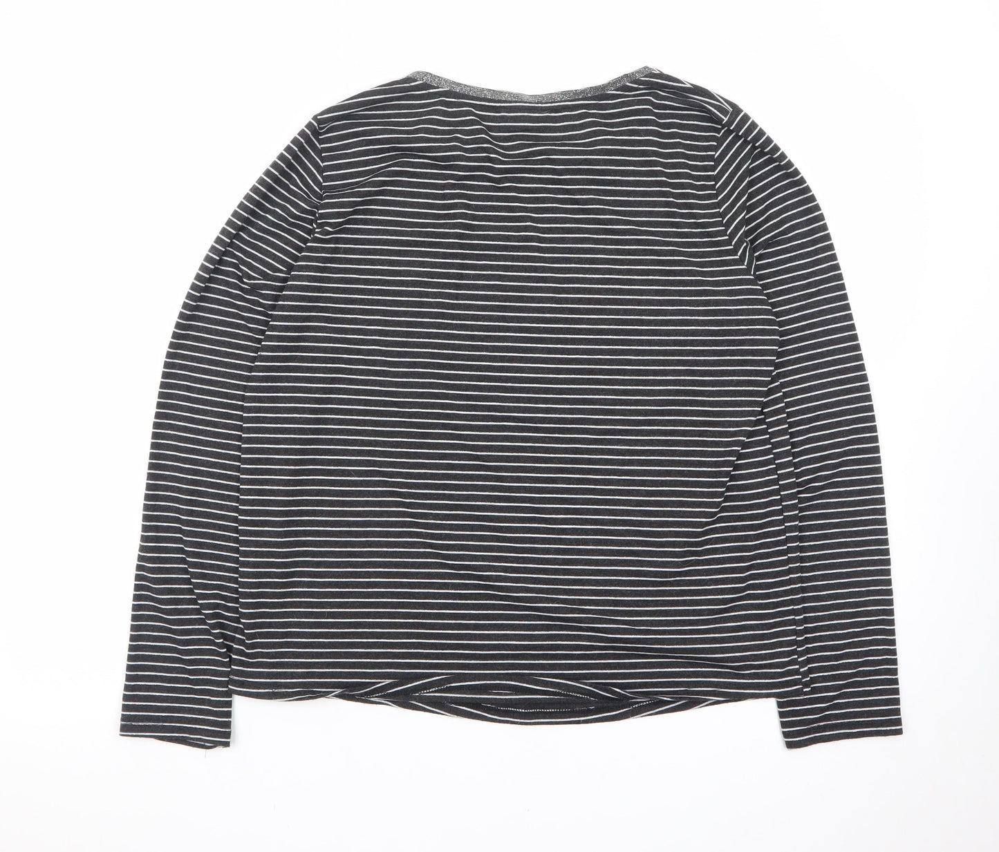 Nocozo Womens Black Striped Sequin Bird Long Sleeve T-Shirt UK 14