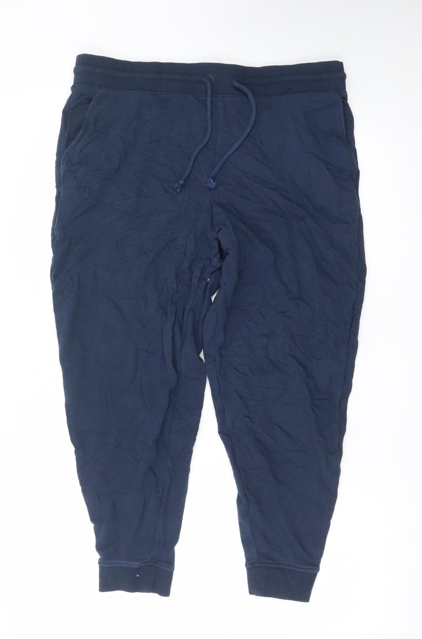 Marks and Spencer Men's Navy Joggers Size L Cotton Blend Casual