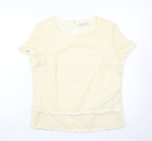 Marks and Spencer Women’s Ivory Short Sleeve Knit Pullover Jumper Size 14