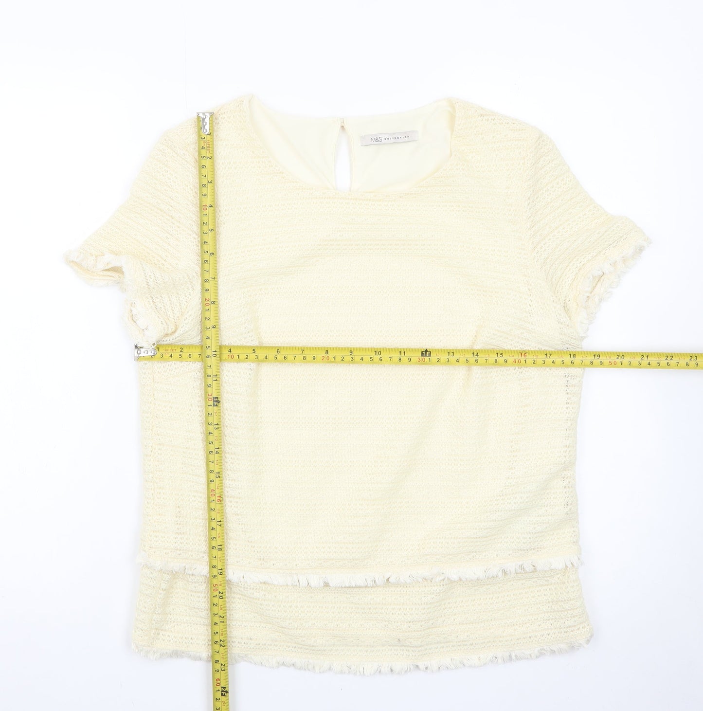 Marks and Spencer Women’s Ivory Short Sleeve Knit Pullover Jumper Size 14