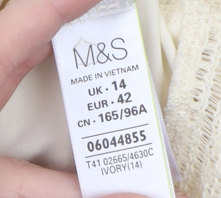 Marks and Spencer Women’s Ivory Short Sleeve Knit Pullover Jumper Size 14