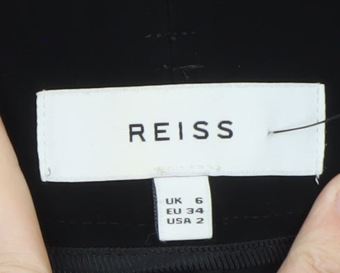 Reiss Women Black Cropped Belted Tapered Tailored Trousers UK 6