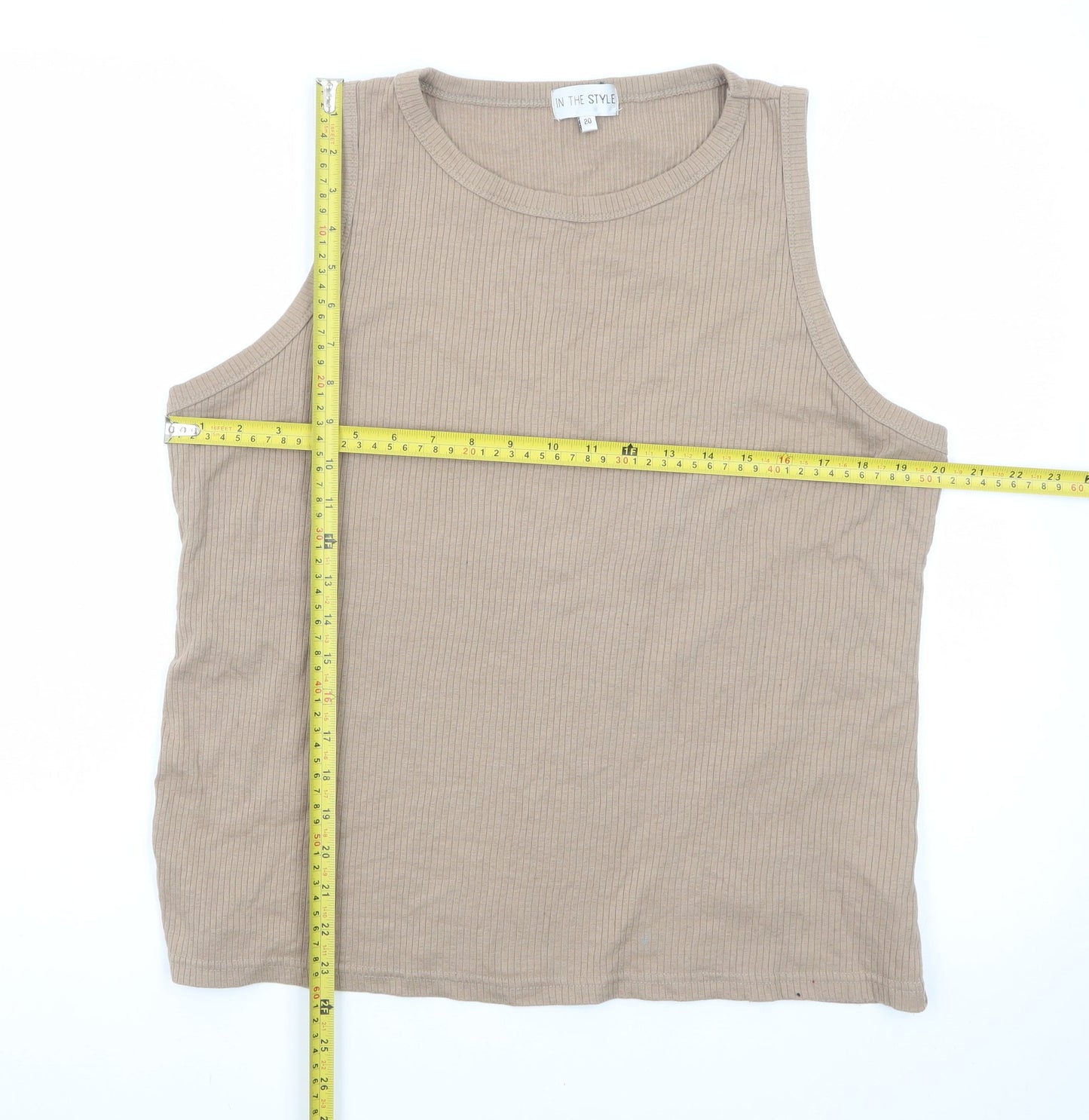 In The Style Women's Beige Sleeveless Tank Top Size 20