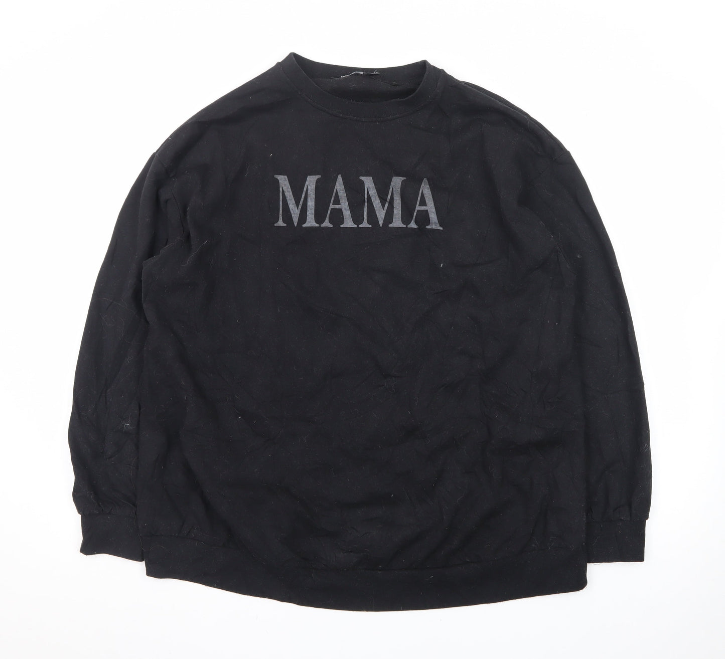 Boohoo Unisex Black 'MAMA' Graphic Pullover Sweatshirt Size L