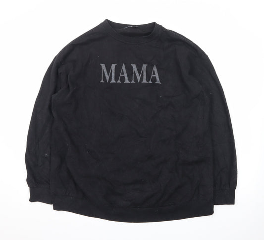 Boohoo Unisex Black 'MAMA' Graphic Pullover Sweatshirt Size L