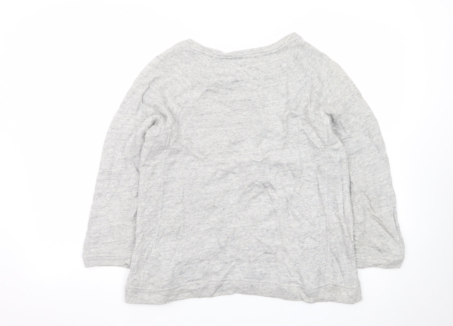 Jigsaw Womens Grey Long Sleeve Cotton Basic T-Shirt Size S