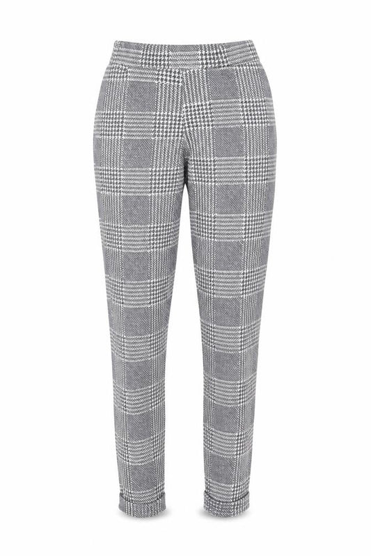 Boohoo Women Grey Check Slim Tapered Trousers Size 6