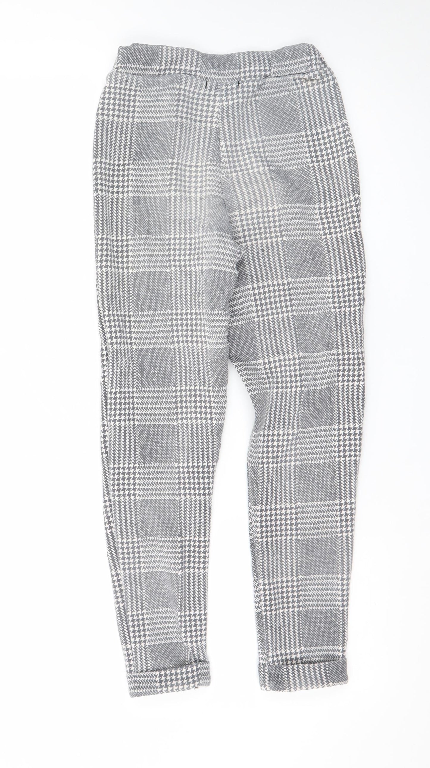 Boohoo Women Grey Check Slim Tapered Trousers Size 6