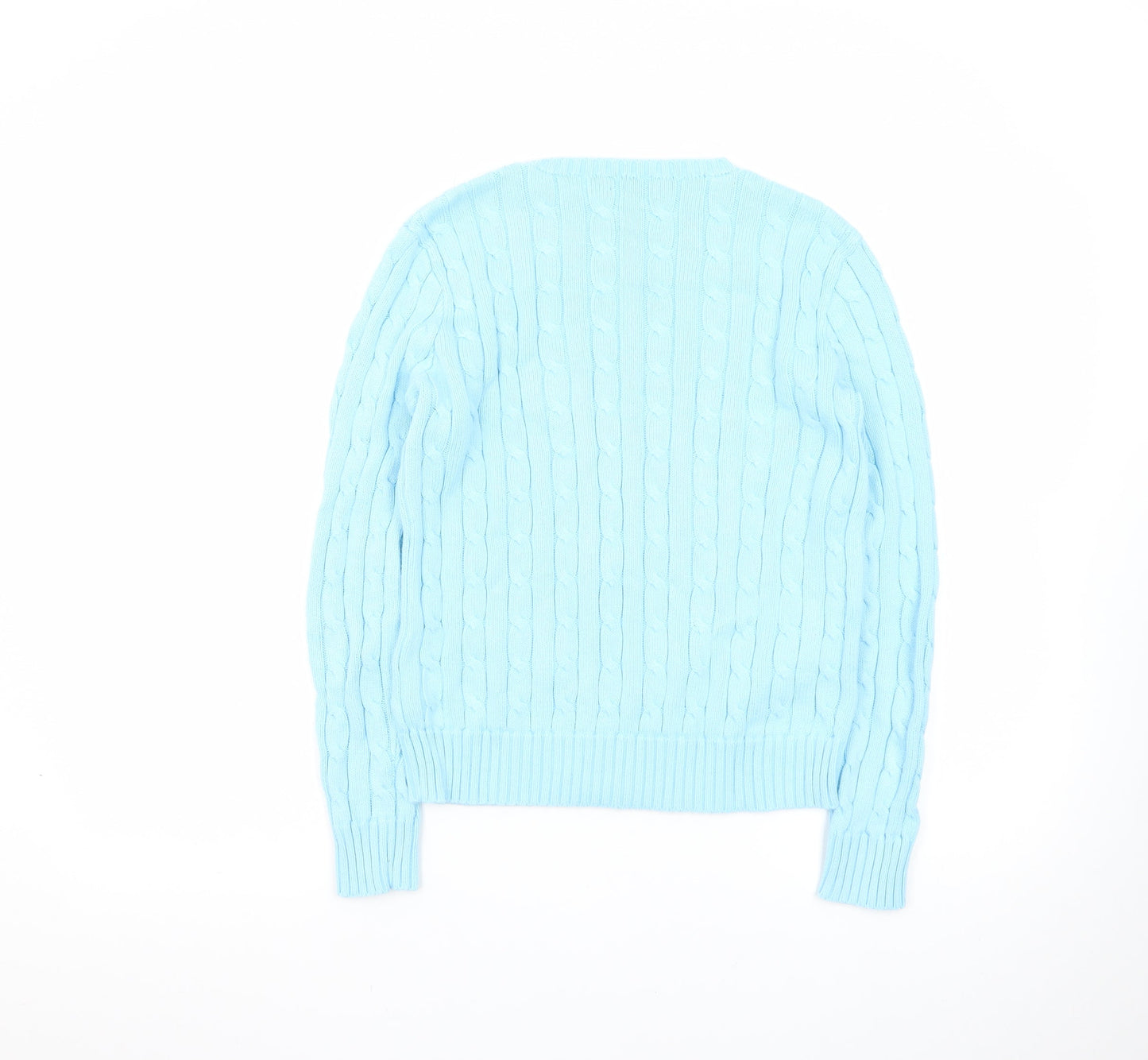 Polo Ralph Lauren Women's Blue Cable-Knit Cotton Jumper Size S