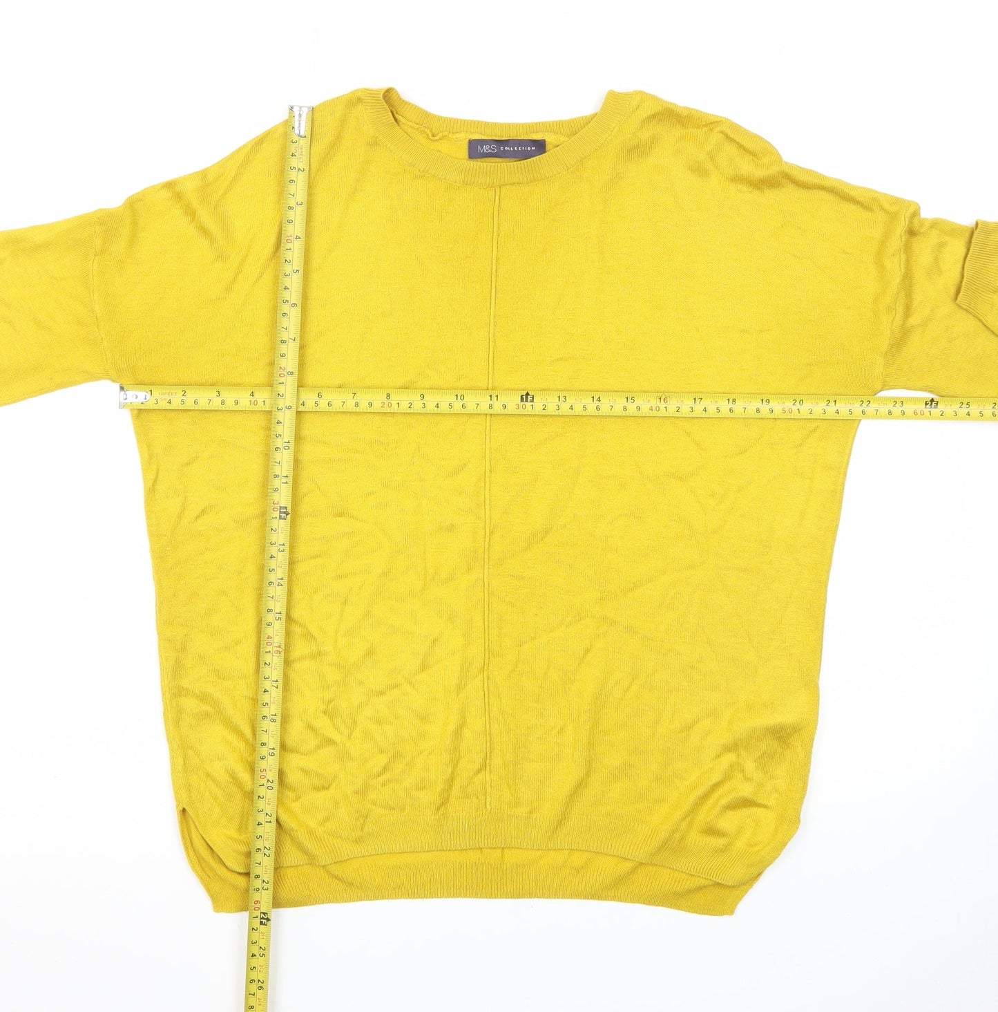 Marks and Spencer Womens Yellow Cotton Modal Crew Neck Jumper M