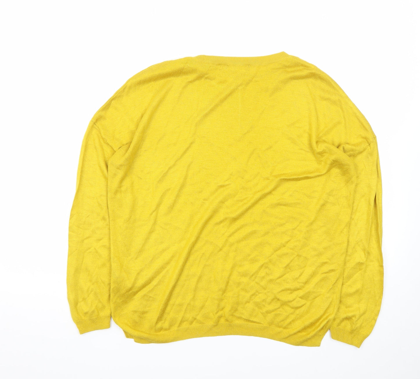 Marks and Spencer Womens Yellow Cotton Modal Crew Neck Jumper M