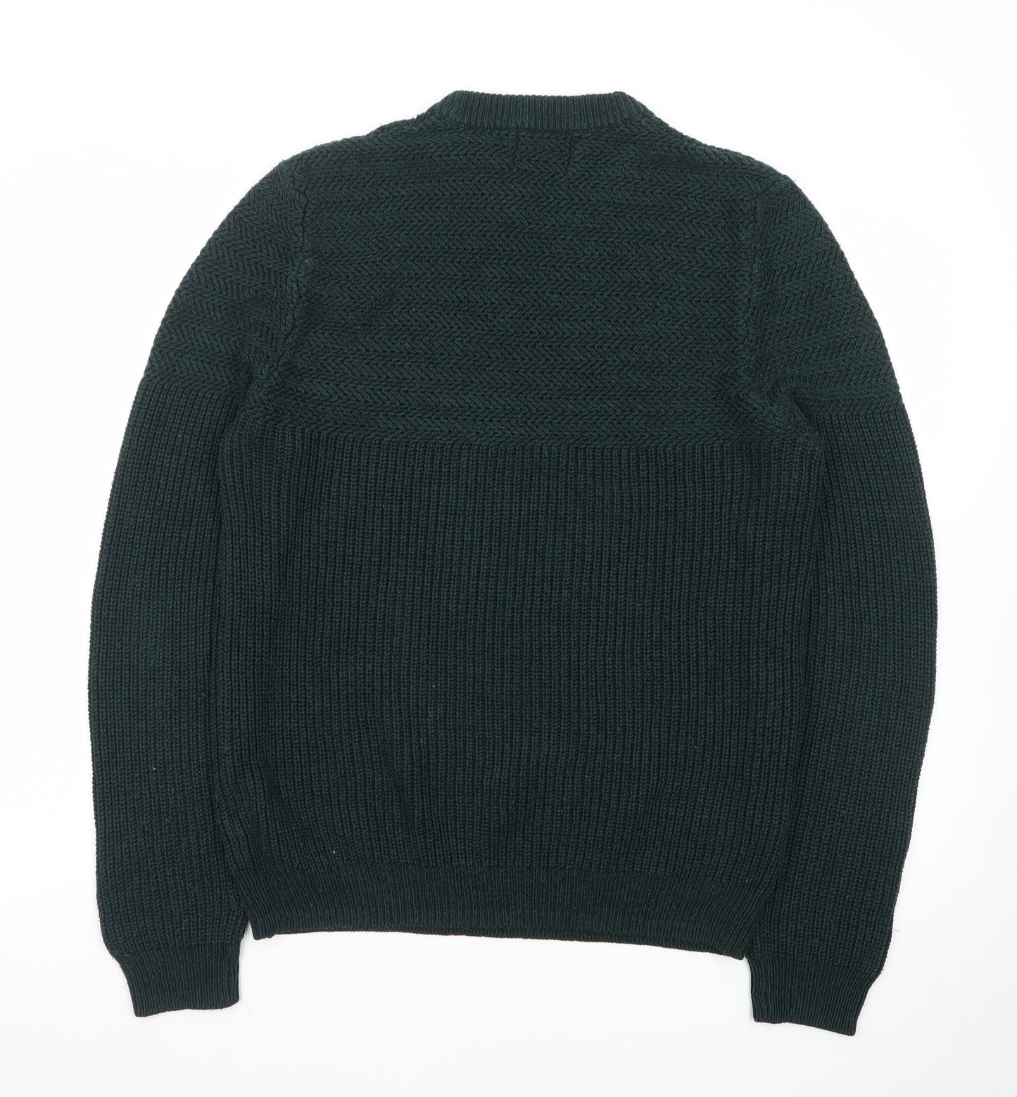 Topman Men's Green Chunky Knit Crew Neck Jumper Size L
