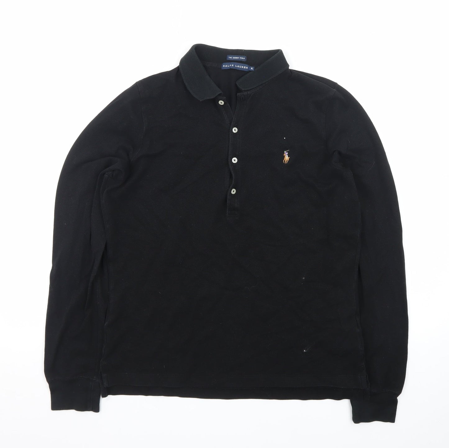 Ralph Lauren Men's Black XL Slim Fit Cotton Henley Jumper