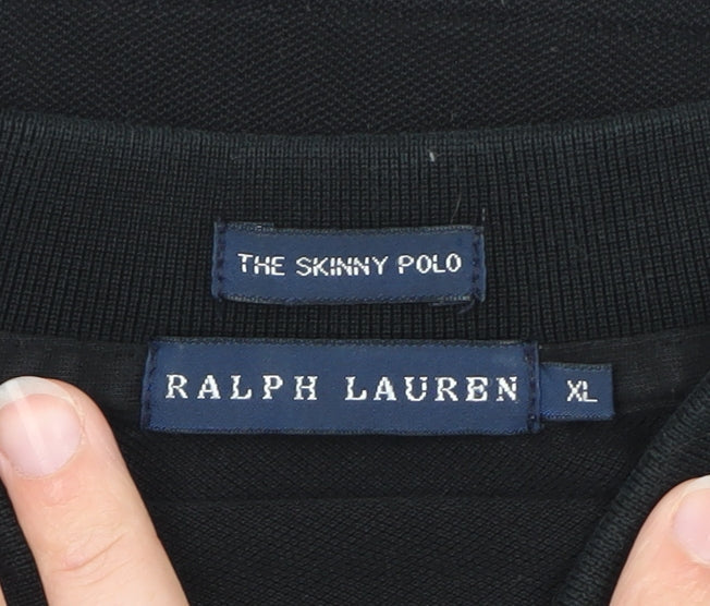 Ralph Lauren Men's Black XL Slim Fit Cotton Henley Jumper