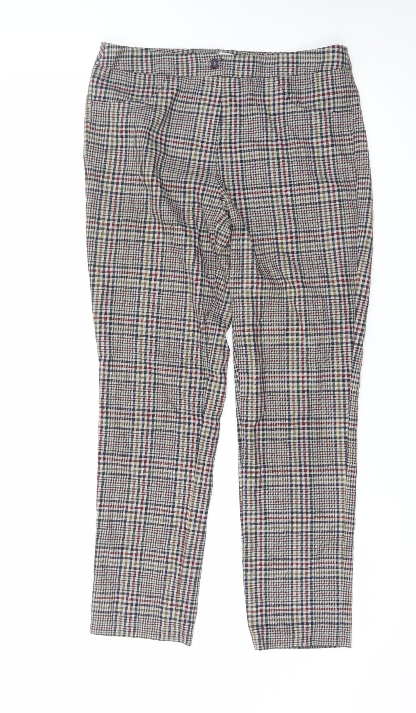 Koton Women's Multicoloured Check Straight Trousers Size 8