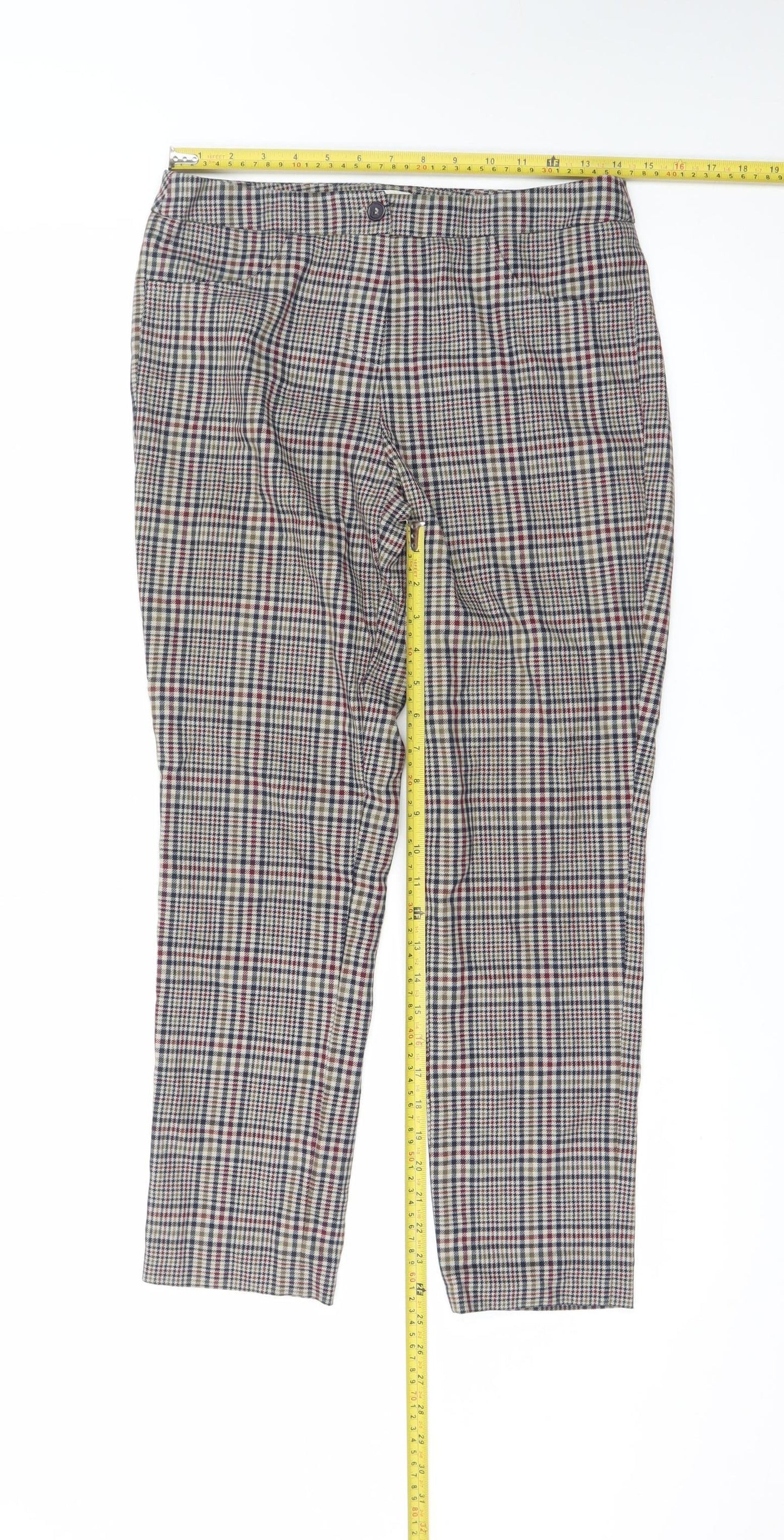 Koton Women's Multicoloured Check Straight Trousers Size 8