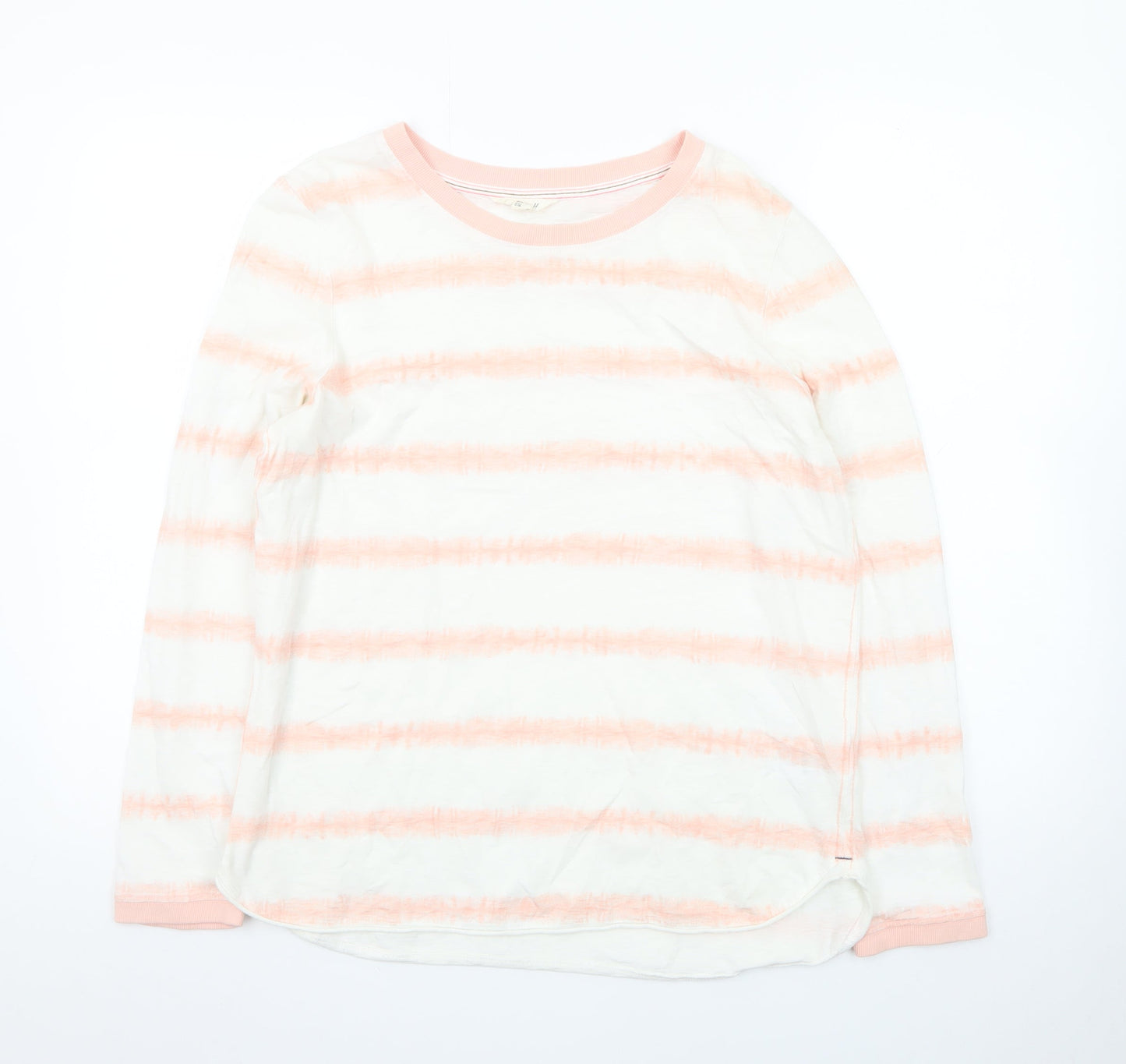 White Stuff Womens Pink Striped Long Sleeve Cotton T-Shirt UK 14