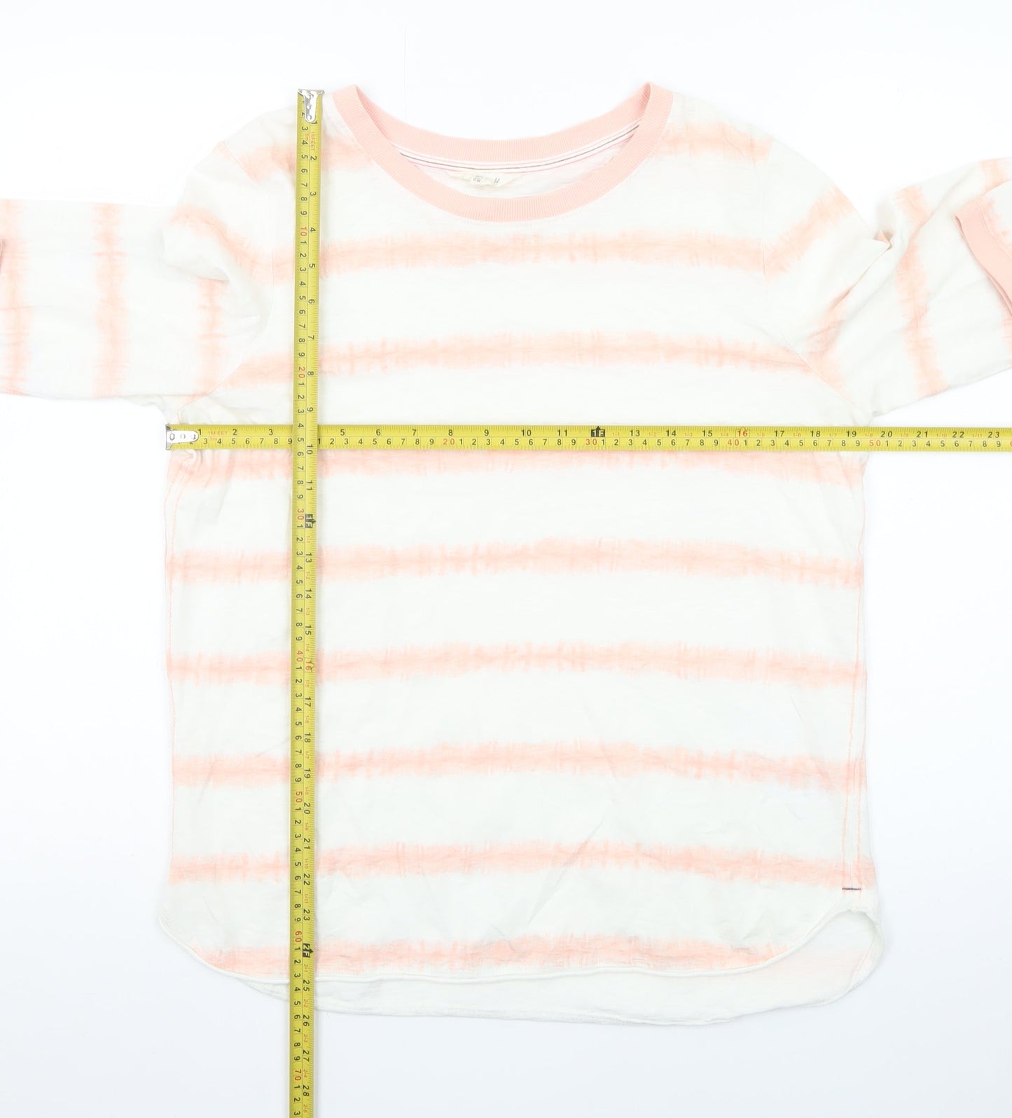 White Stuff Womens Pink Striped Long Sleeve Cotton T-Shirt UK 14