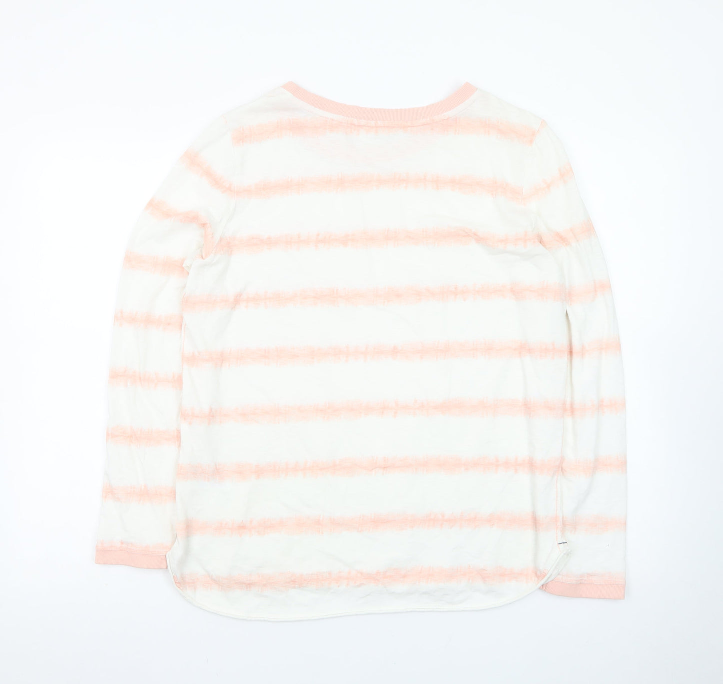 White Stuff Womens Pink Striped Long Sleeve Cotton T-Shirt UK 14