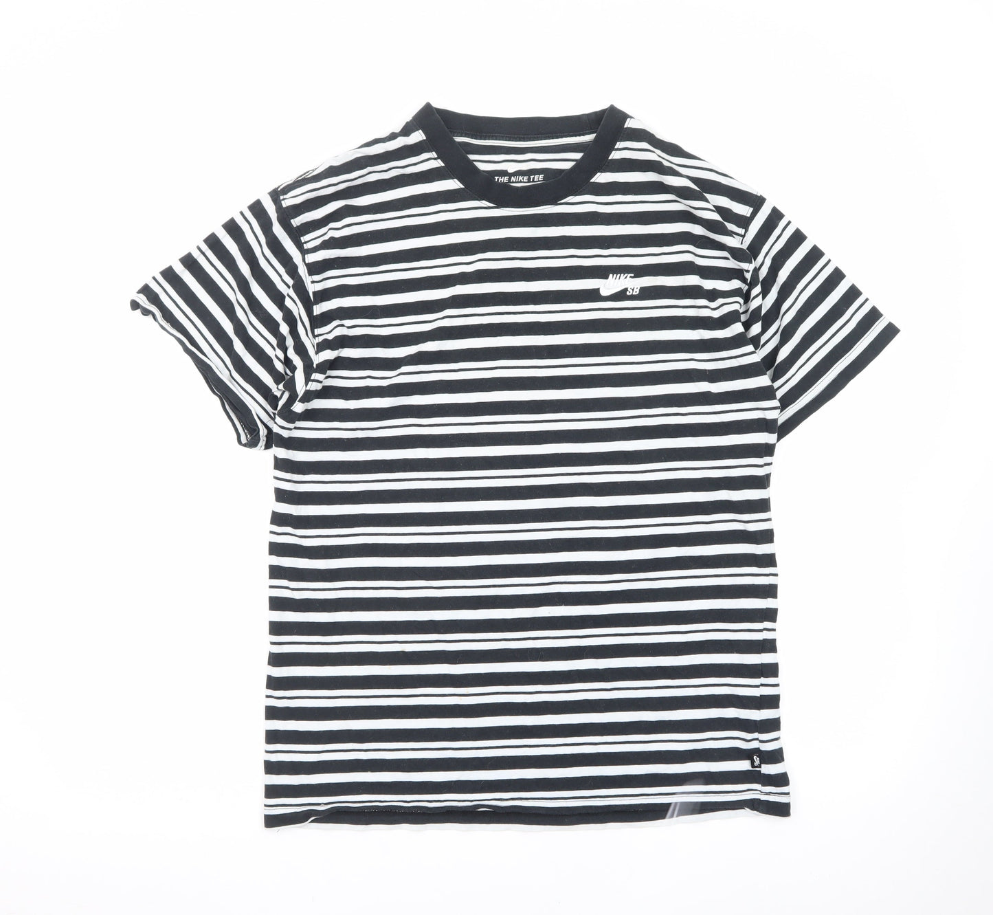 Nike SB Men's Black White Striped Crew Neck Short Sleeve T-Shirt S