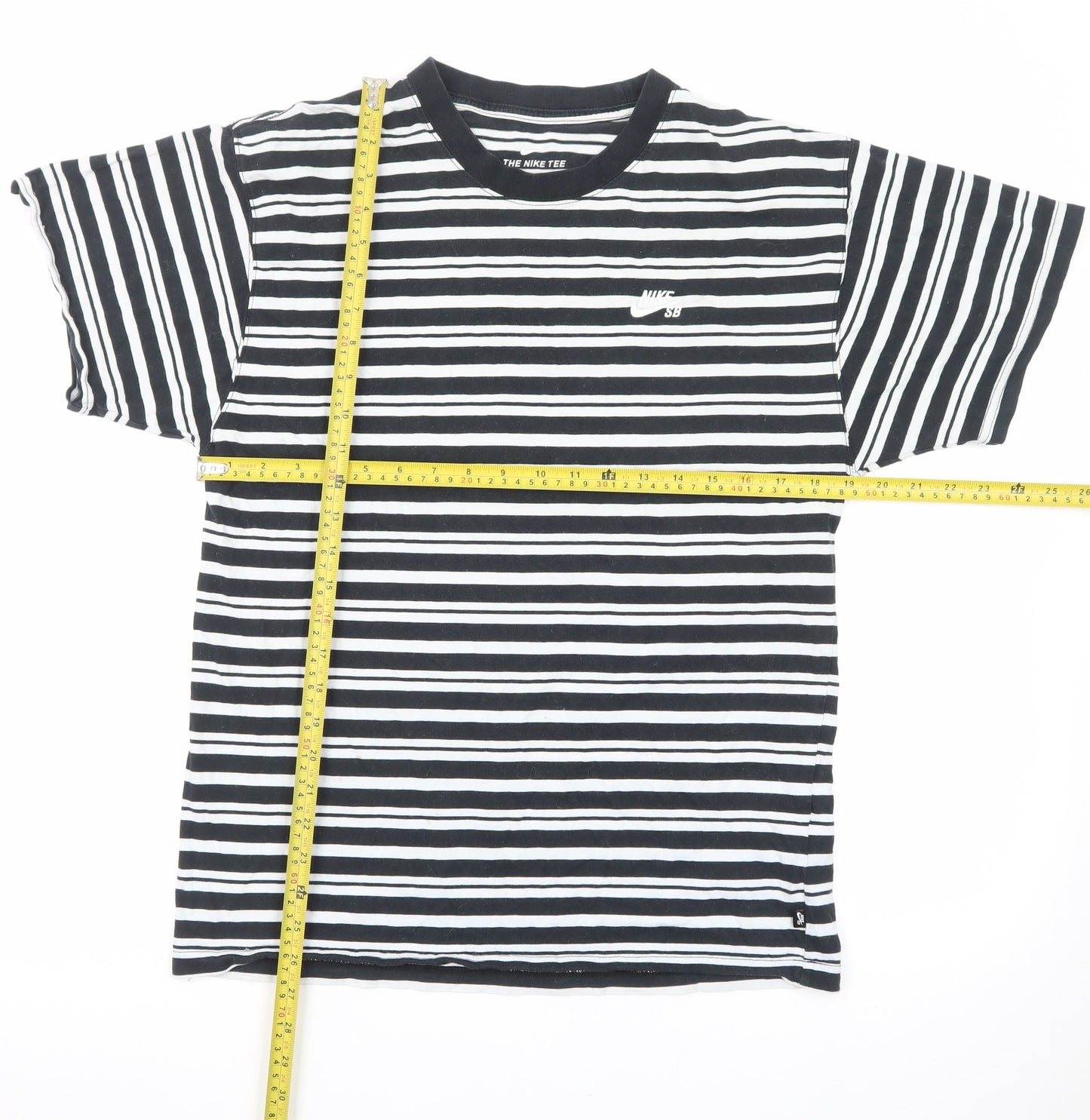 Nike SB Men's Black White Striped Crew Neck Short Sleeve T-Shirt S