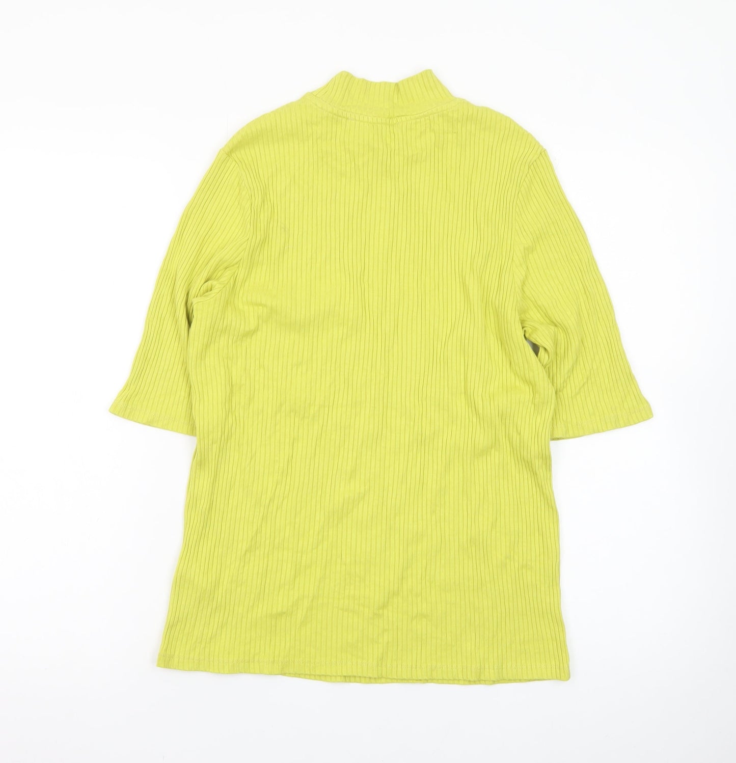 Marks and Spencer Women Yellow Mock Neck Ribbed T-Shirt Size 16