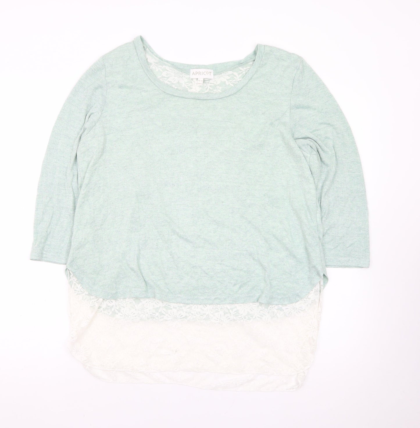 Apricot Women’s Green Lace Hem Pullover Jumper UK 14