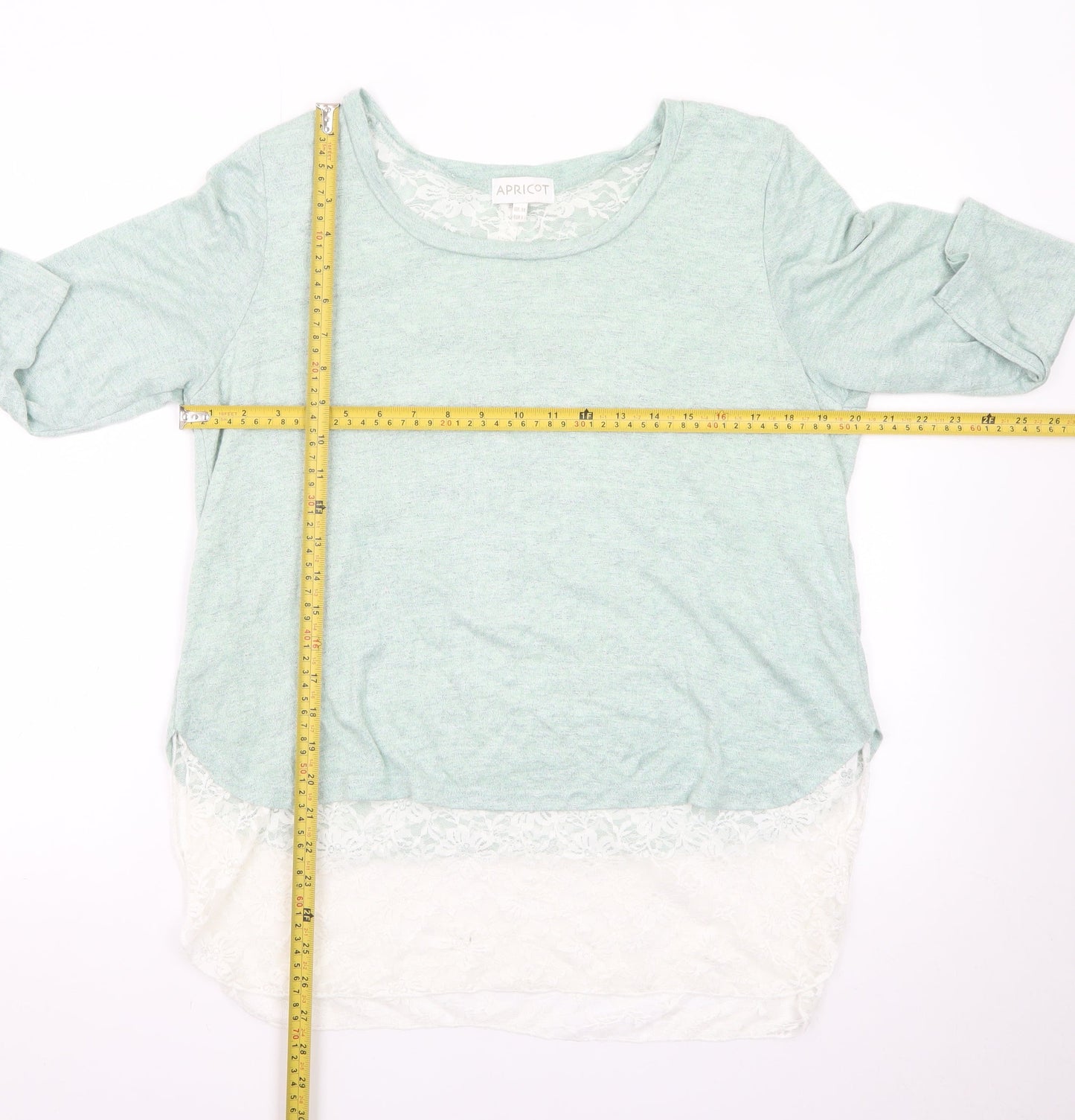 Apricot Women’s Green Lace Hem Pullover Jumper UK 14