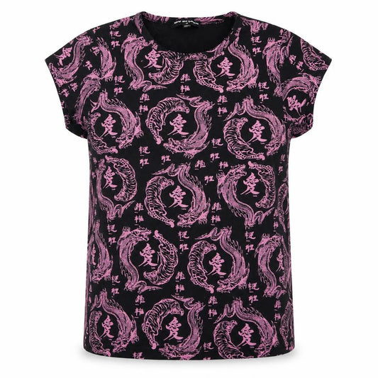 NEW girl ORDER Womens Black Dragon Print T-Shirt Size 14