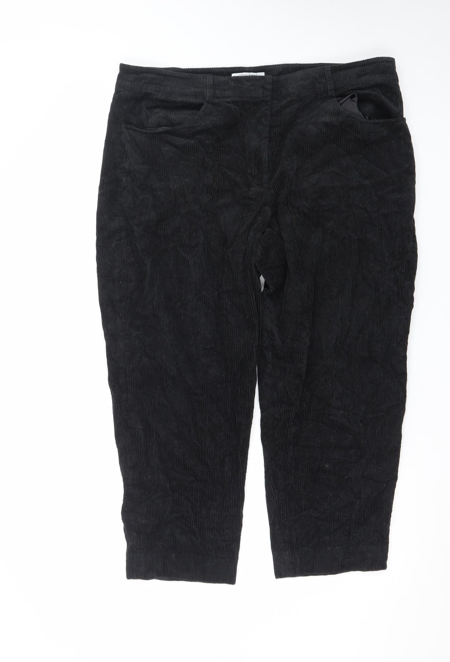 Great Plains Women's Black Corduroy Straight Leg Trousers Size 16