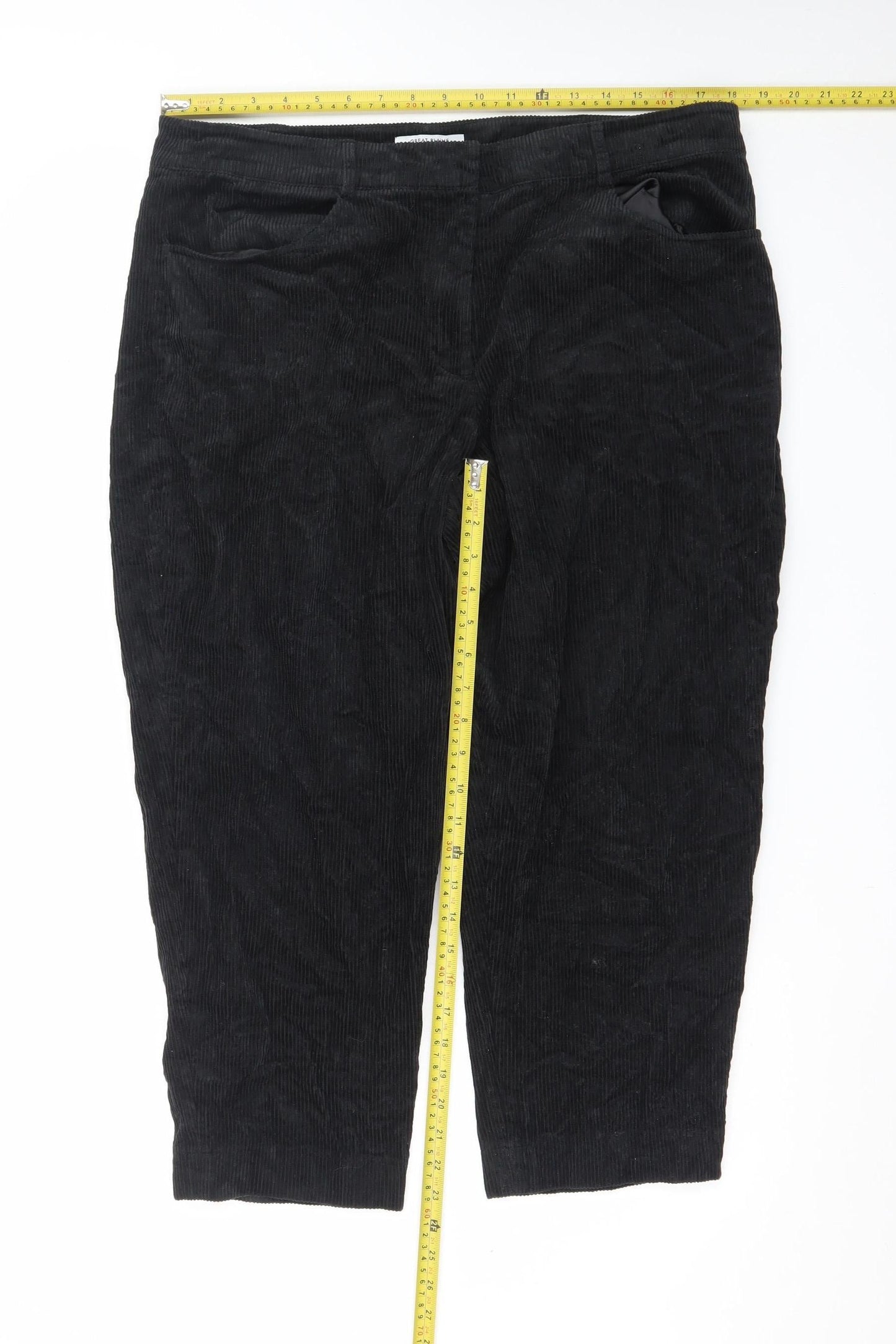 Great Plains Women's Black Corduroy Straight Leg Trousers Size 16