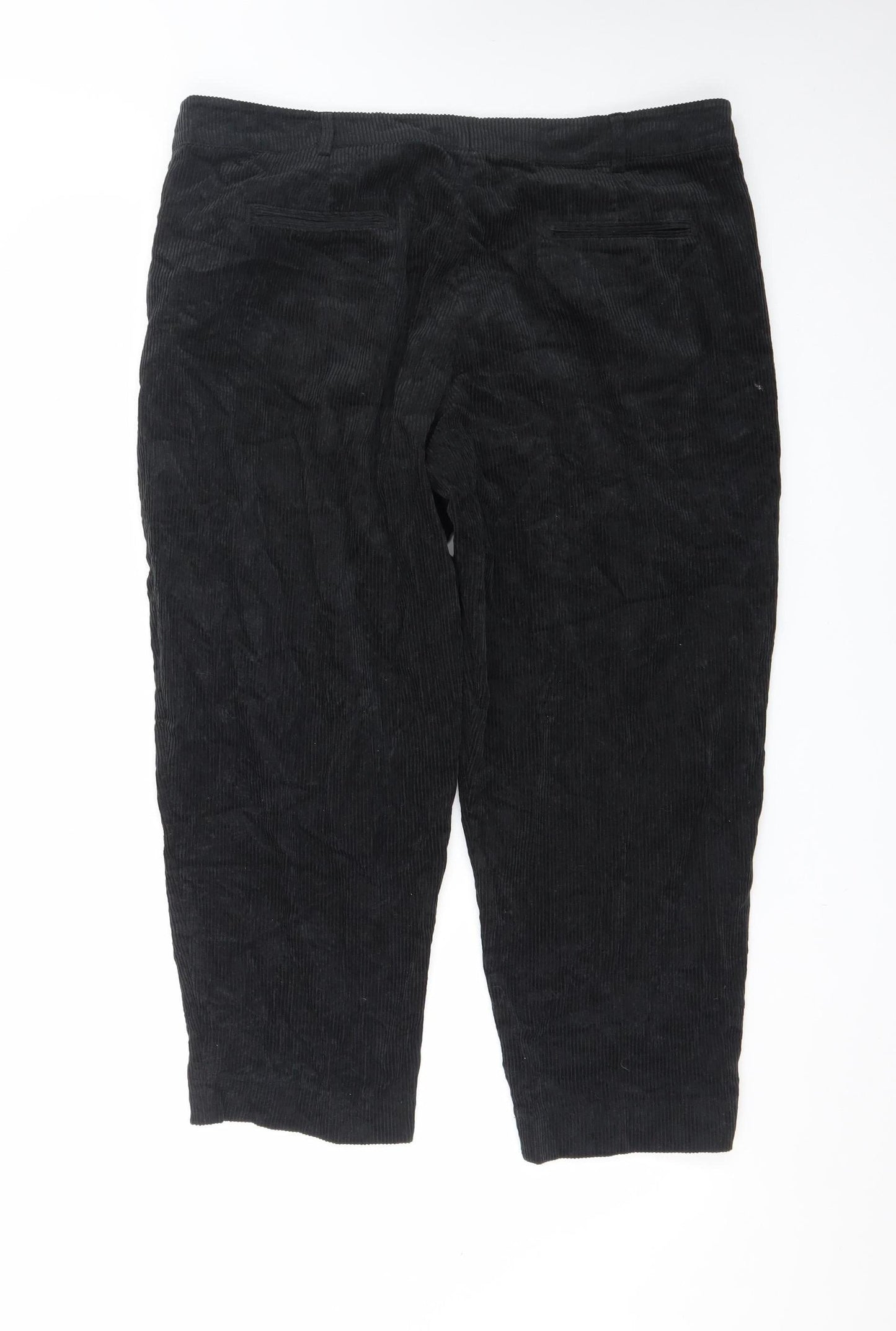 Great Plains Women's Black Corduroy Straight Leg Trousers Size 16