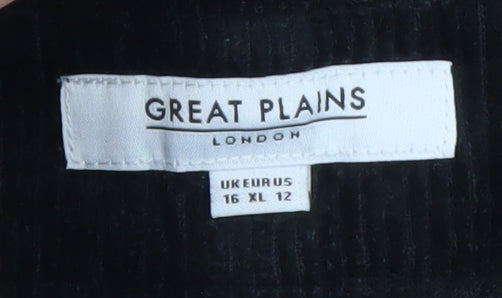 Great Plains Women's Black Corduroy Straight Leg Trousers Size 16