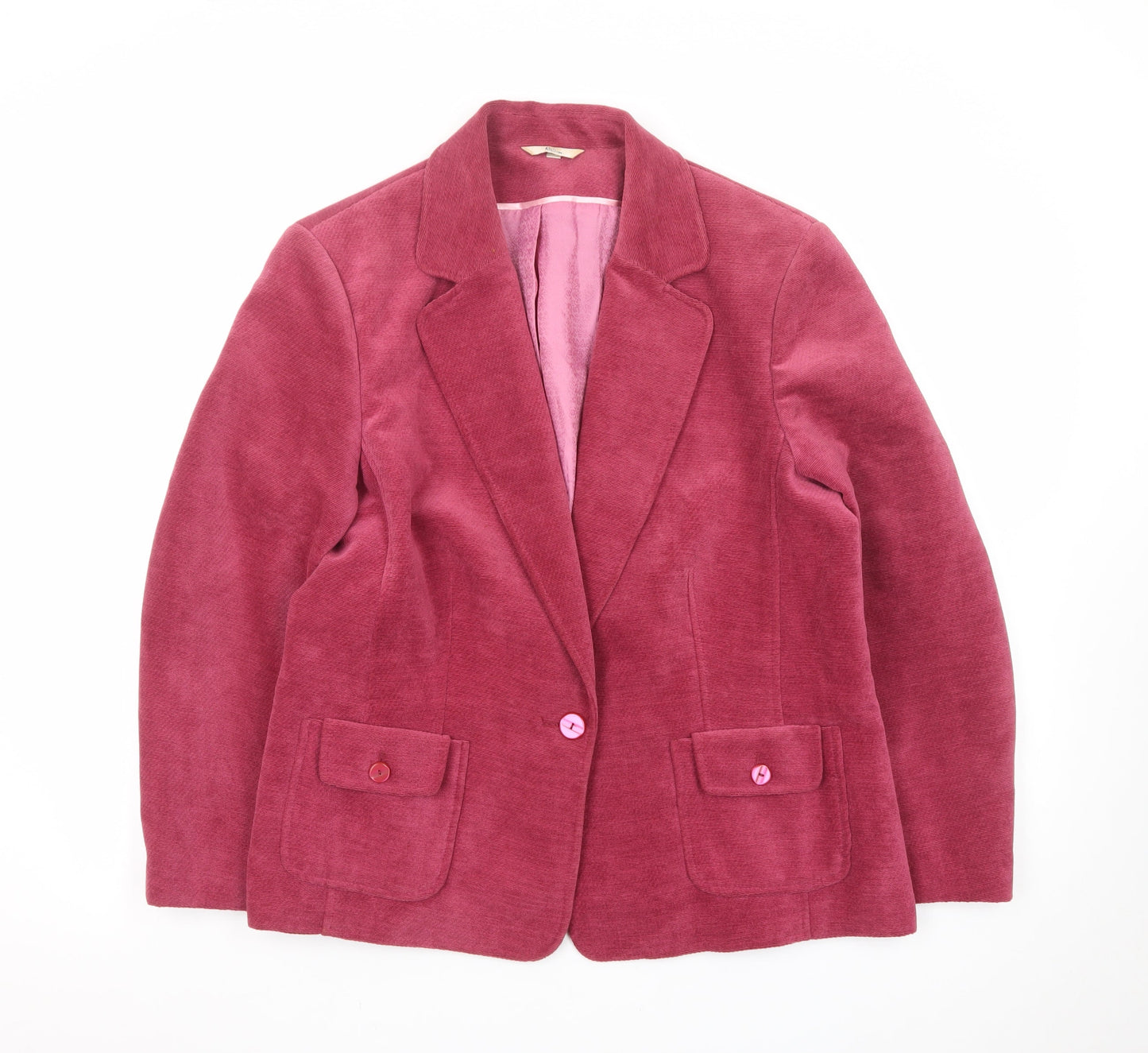 Klass Collection Women Pink Corduroy Blazer Jacket Size 18 Long Sleeve