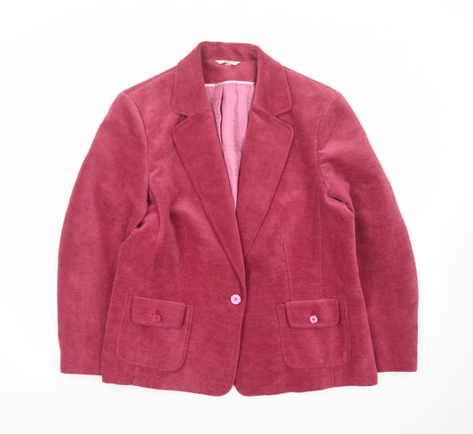 Preloved Klass Collection Women Pink Corduroy Blazer Jacket Size 18 Long Sleeve - Front