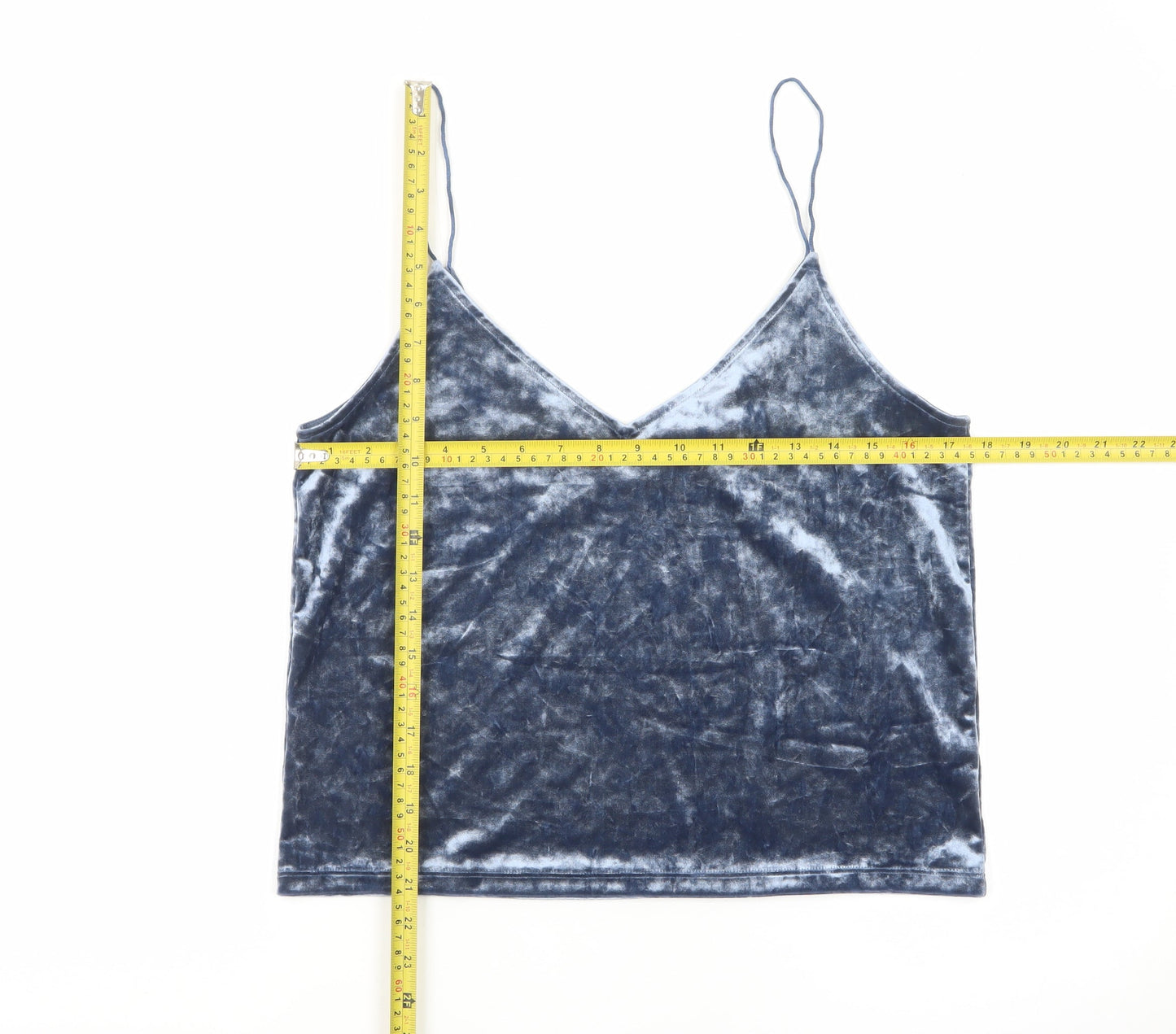 H&M Women Blue Velvet Camisole Vest Top Size M