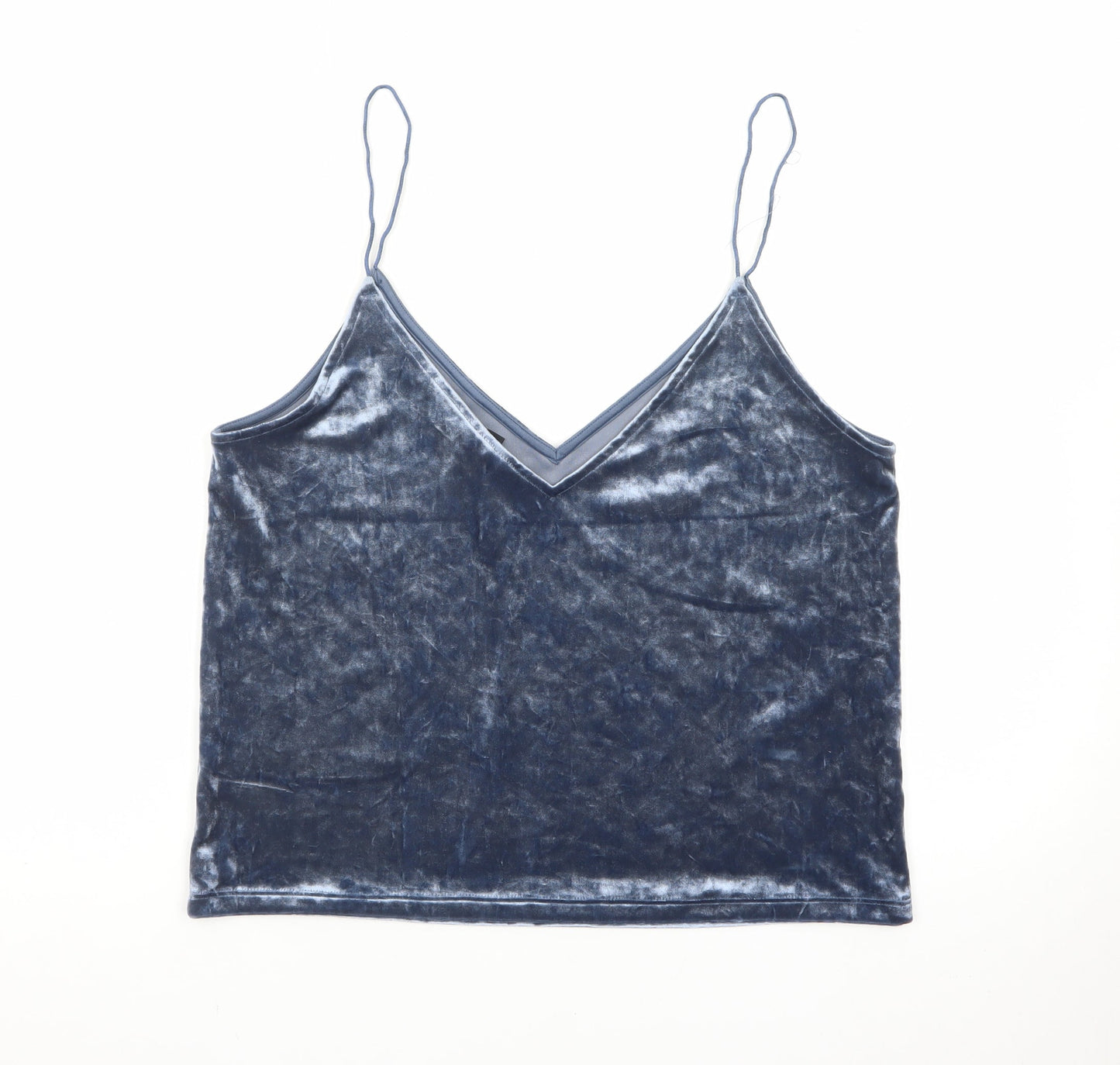H&M Women Blue Velvet Camisole Vest Top Size M