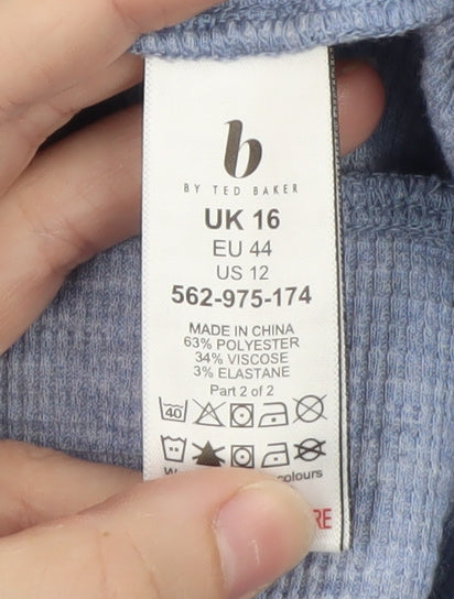 Ted Baker Womens Blue Jogger Trousers Size 16 Stretch Knit