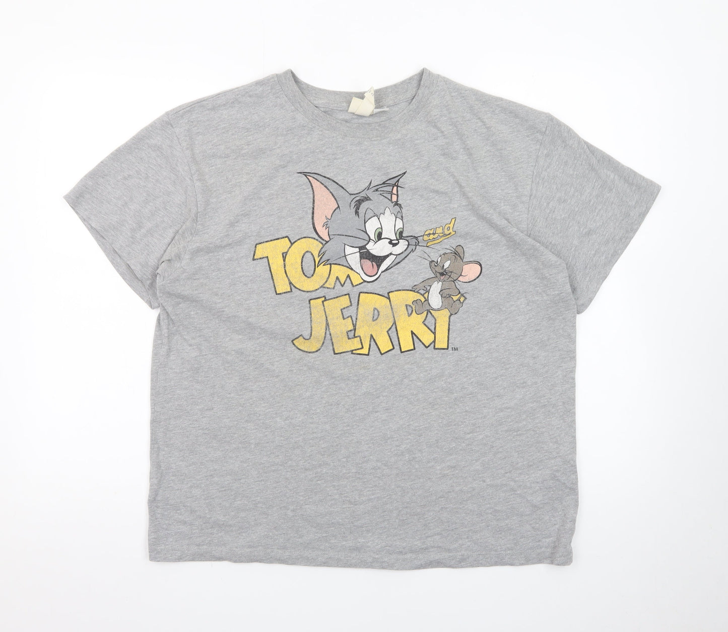 H&M Women's Grey Tom and Jerry Short Sleeve Cotton T-Shirt M
