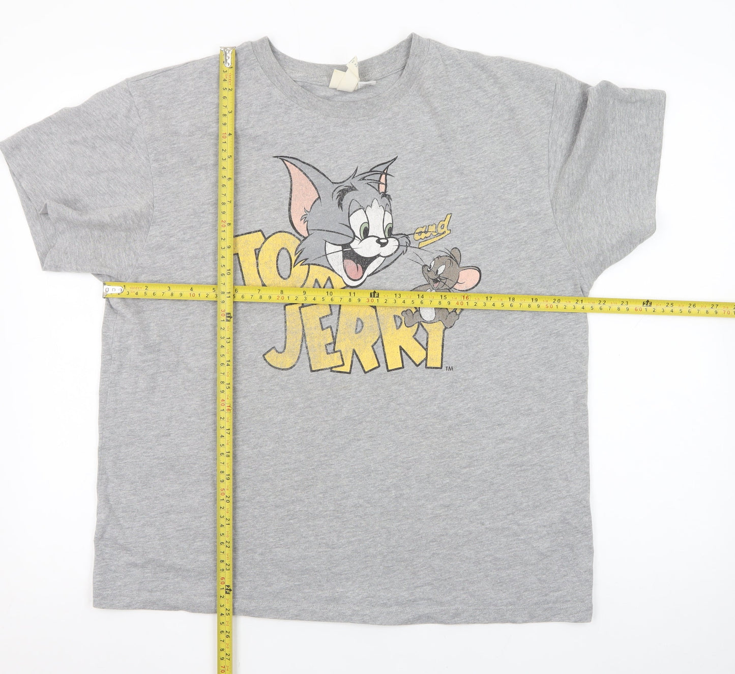 H&M Women's Grey Tom and Jerry Short Sleeve Cotton T-Shirt M