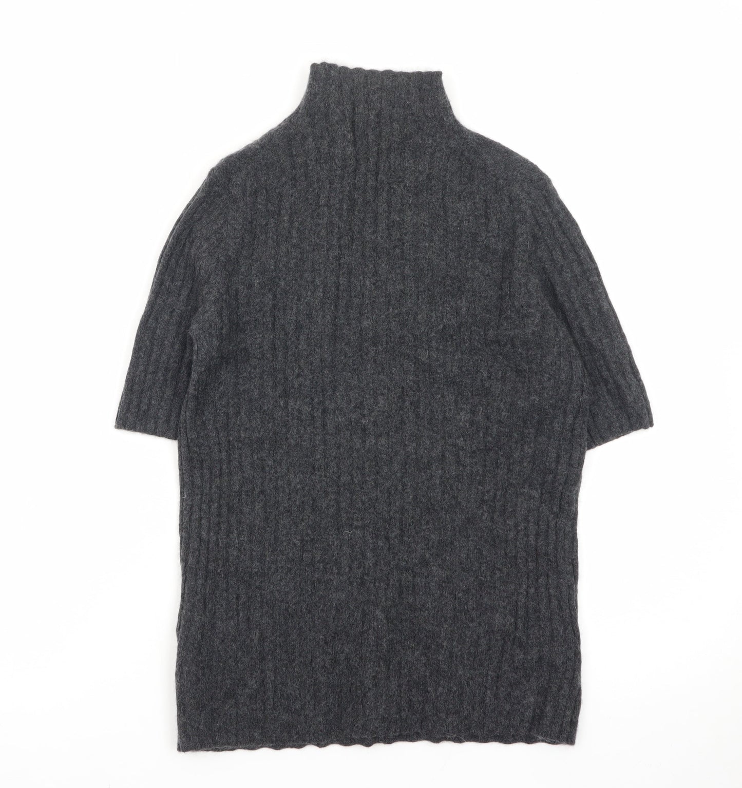 Farhi by Nicole Farhi Women Grey Pure Cashmere Short Sleeve Roll Neck Top M