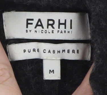 Farhi by Nicole Farhi Women Grey Pure Cashmere Short Sleeve Roll Neck Top M